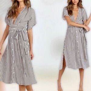 Faithful The Brand Farah Brighton Stripe Midi Dress Sz 10